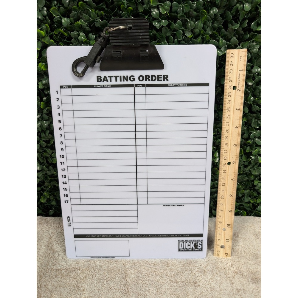 Dicks Sporting Goods Baseball Softball Coaches Dry Erase Clipboard Batting Order